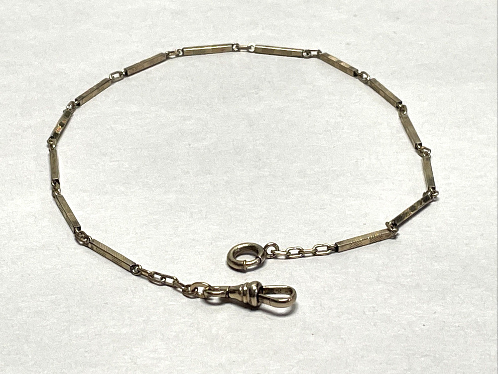 Antique Victorian Gold Filled Bar Link Pocket Watch Chain Swivel Clasp 13" Fob